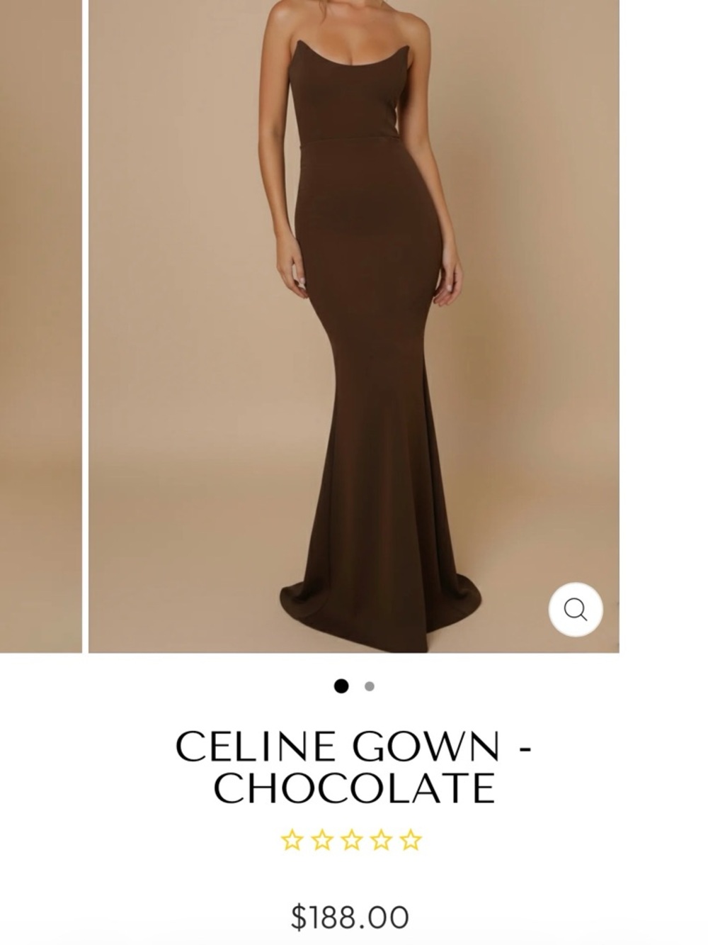 JAUS Celine Chocolate Brown Strapless Maxi Dress